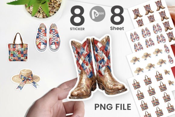 Download Vintage Americana Patchwork Sticker - Vintage americana Collection