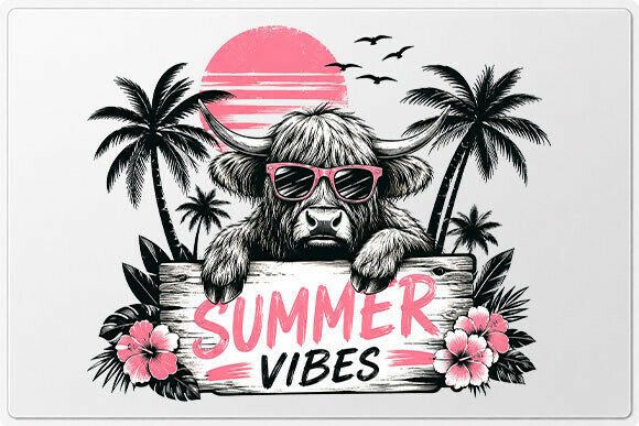 Download Highland Cow Summer Vibes PNG - Summer vibes Collection