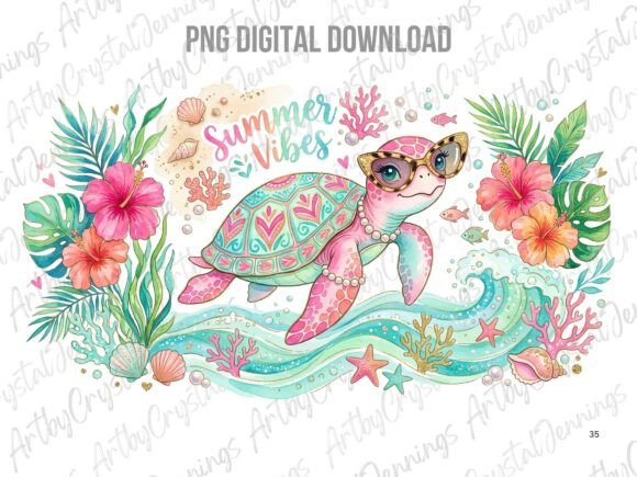 Download Summer Vibes Cute Sea Turtle PNG - Summer vibes Collection